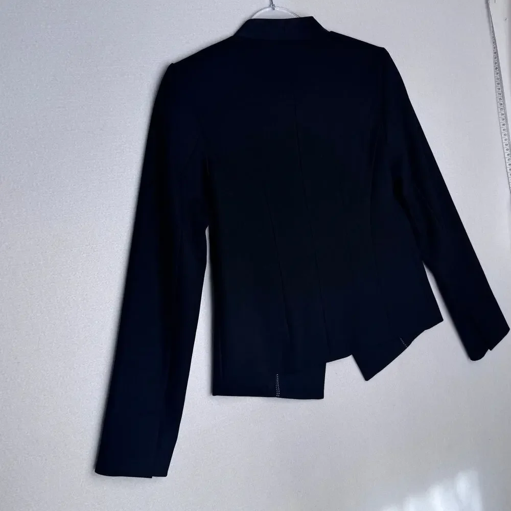 LOFT Black Tuxedo Blazer Jacket Petite 2P Satin Trim Career Formal